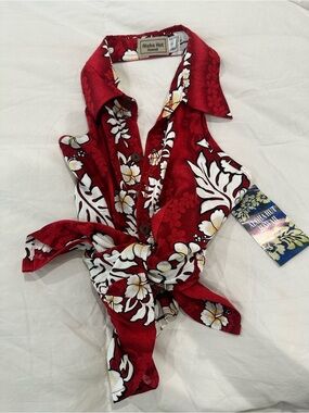 Aloha Hut Red Floral Hawaiian Shirt